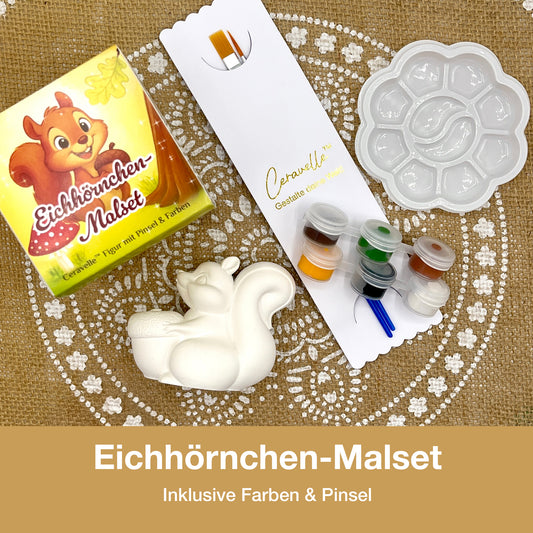 CERAVELLE™ Eichhörnchen-Malset – Kreative Figur zum Bemalen für Kinder & Erwachsene