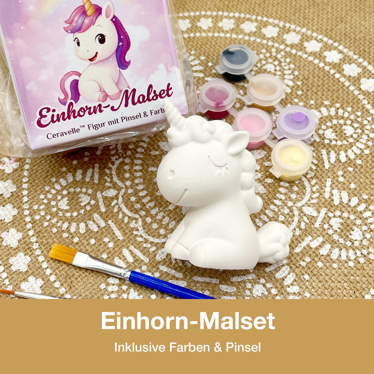 CERAVELLE™ Einhorn-Malset – Kreative Figur zum Bemalen für Kinder & Erwachsene