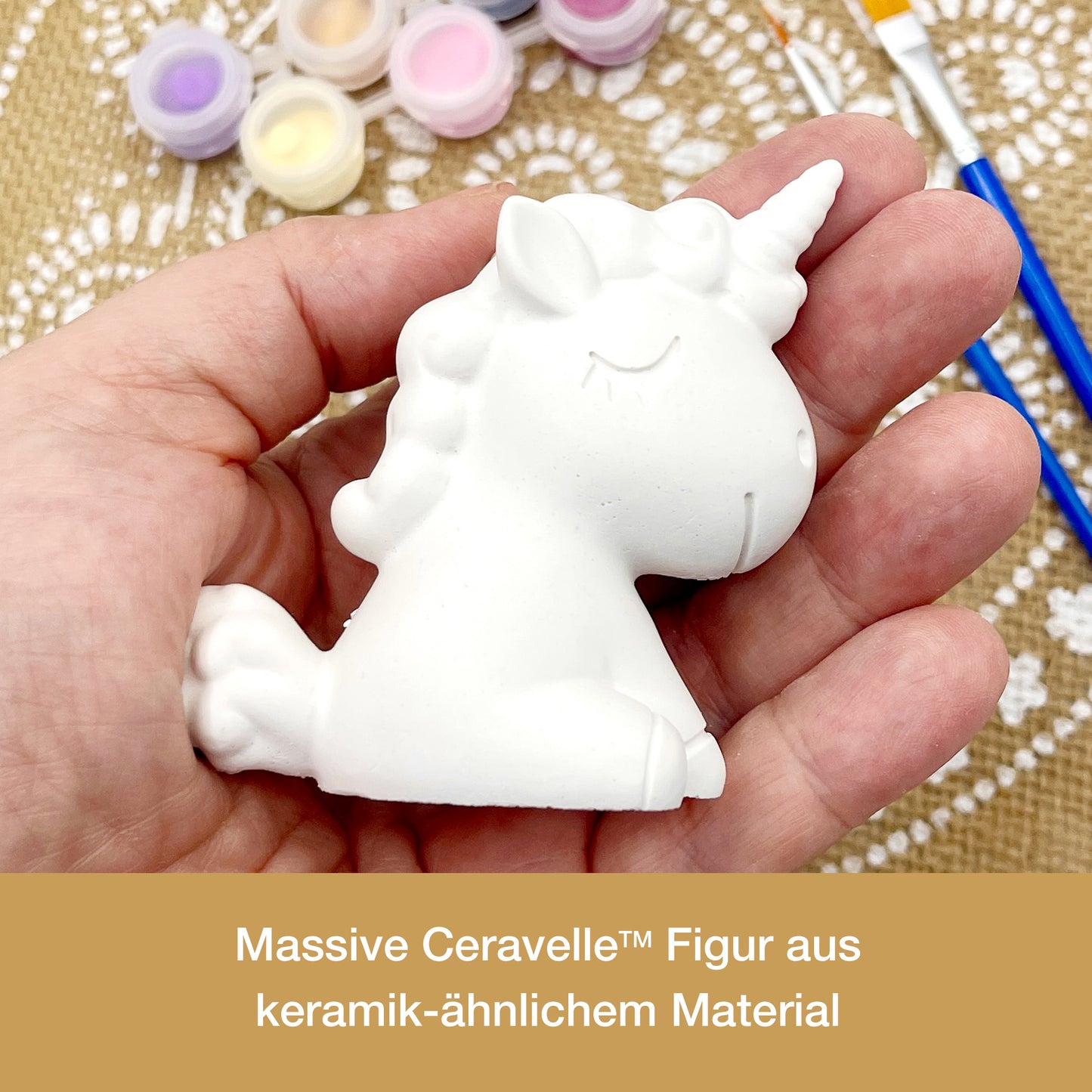 CERAVELLE™ Einhorn-Malset – Kreative Figur zum Bemalen für Kinder & Erwachsene