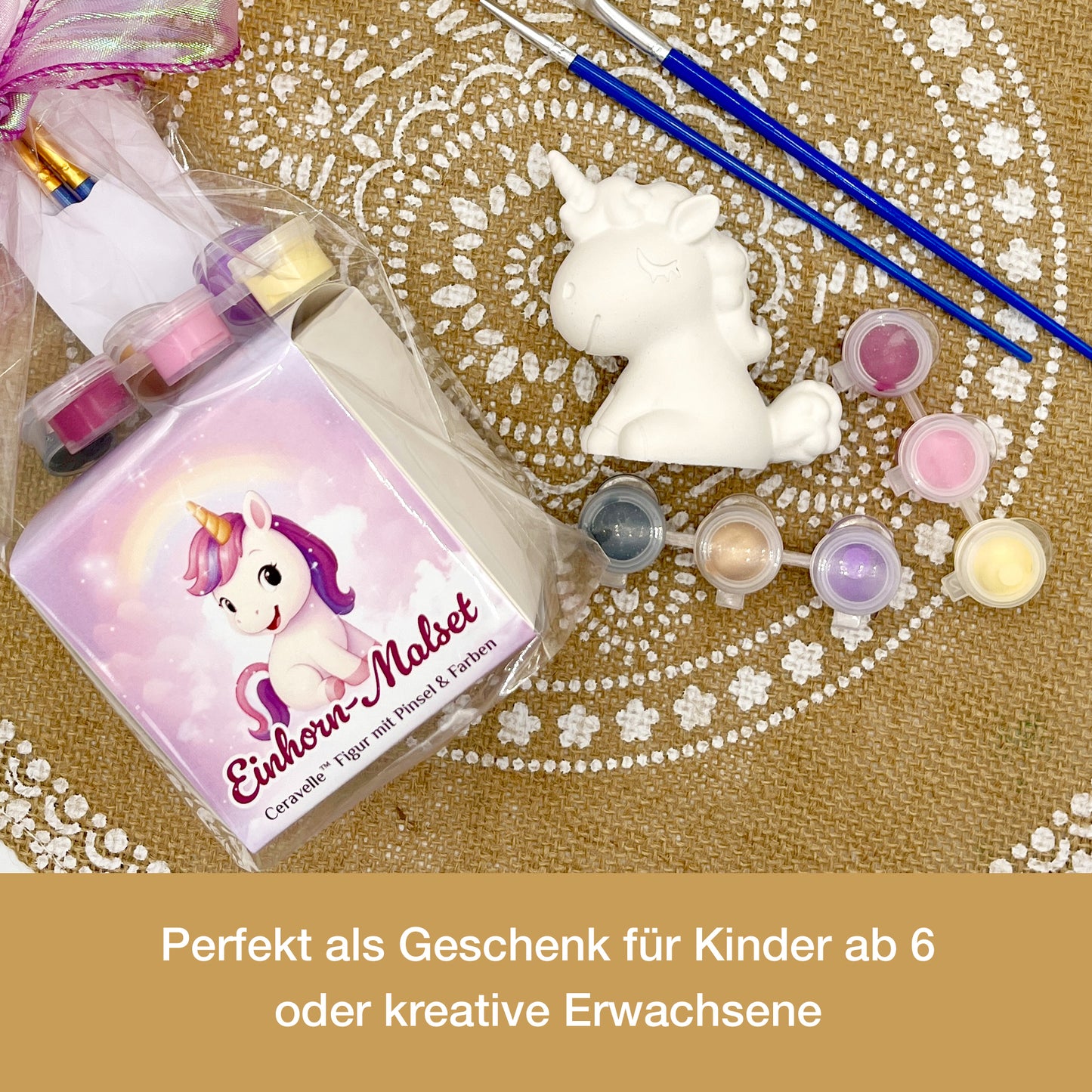 CERAVELLE™ Einhorn-Malset – Kreative Figur zum Bemalen für Kinder & Erwachsene