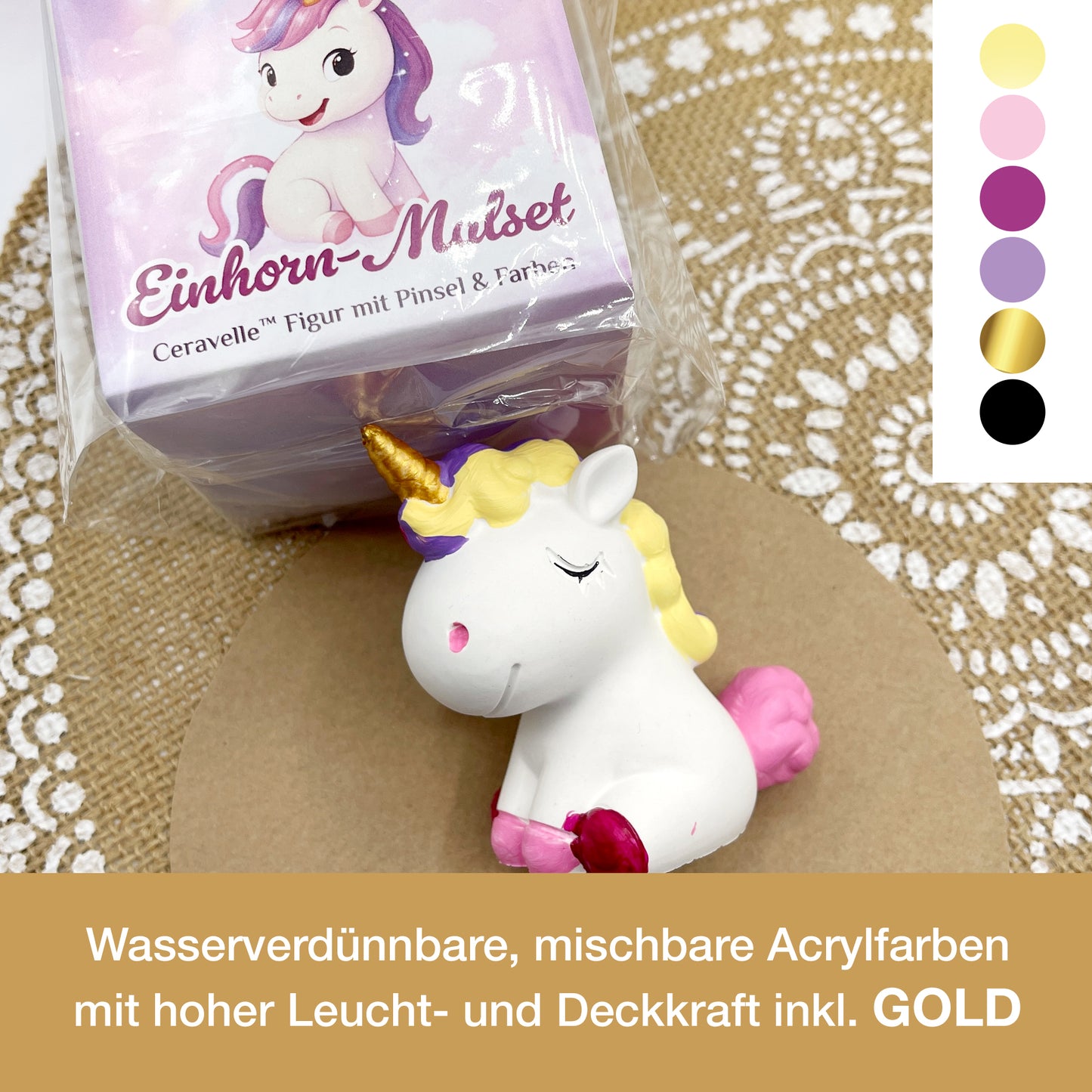 CERAVELLE™ Einhorn-Malset – Kreative Figur zum Bemalen für Kinder & Erwachsene
