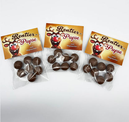 Weihnachten Gastgeschenk Rentier-Pupse, leckere Maltesers in süßer Geschenkverpackung, Mitbringsel für Heilig Abend, Adventskalender-Füllung