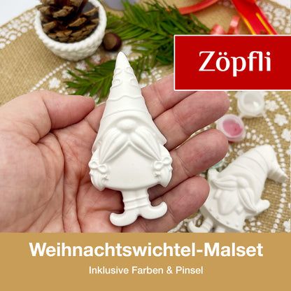 CERAVELLE™ Adventskalender-Füllung oder Wichtelgeschenk: Weihnachtswichtel-Malset – Kreative Figuren zum Bemalen für Kinder & Erwachsene