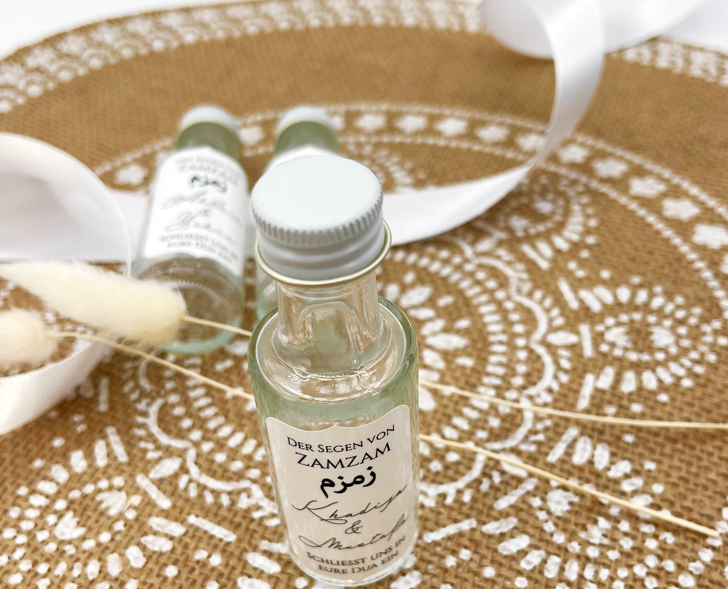 10 Stück ZamZam Wasser Fläschchen, personalisierte Flaschen mit Zem Zem Wasser als Gastgeschenk, Islamische Hochzeit Ramadan Umrah Mubarak Eid Geschenk Mitbringsel