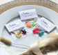 Gastgeschenk zur Hochzeit: Hand in Hand ein Leben lang – Schön, dass du da bist. Bärchen-Pärchen, Gummi-Bärchen, WEISS 10er Set